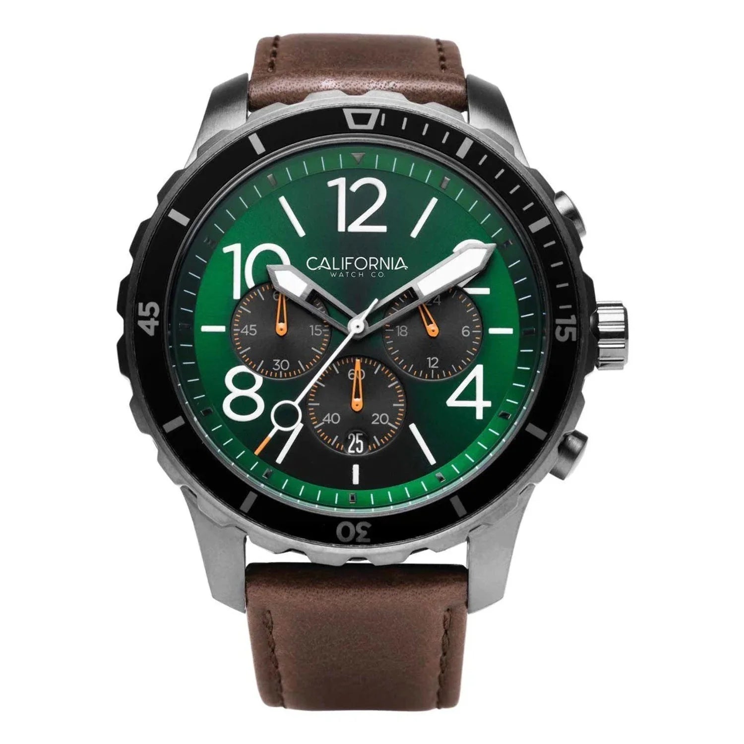 California Watch Co. Mavericks Chronograph Leather Dark Brown Green