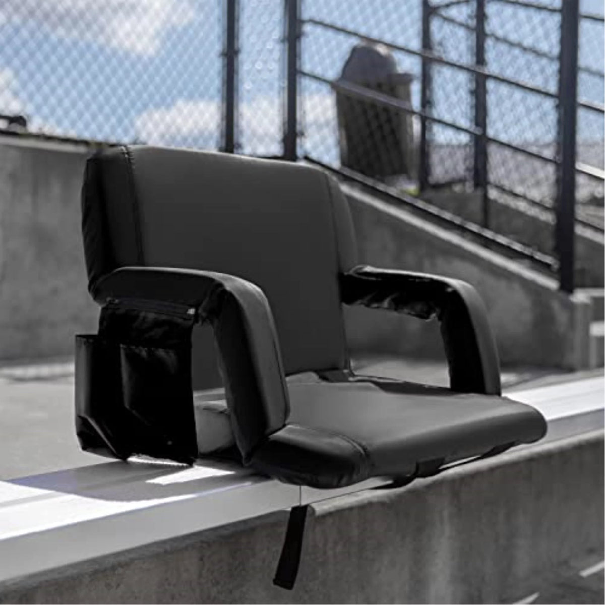 Flash Furniture Malta Fabric Extra Wide Stadium Chair, Black