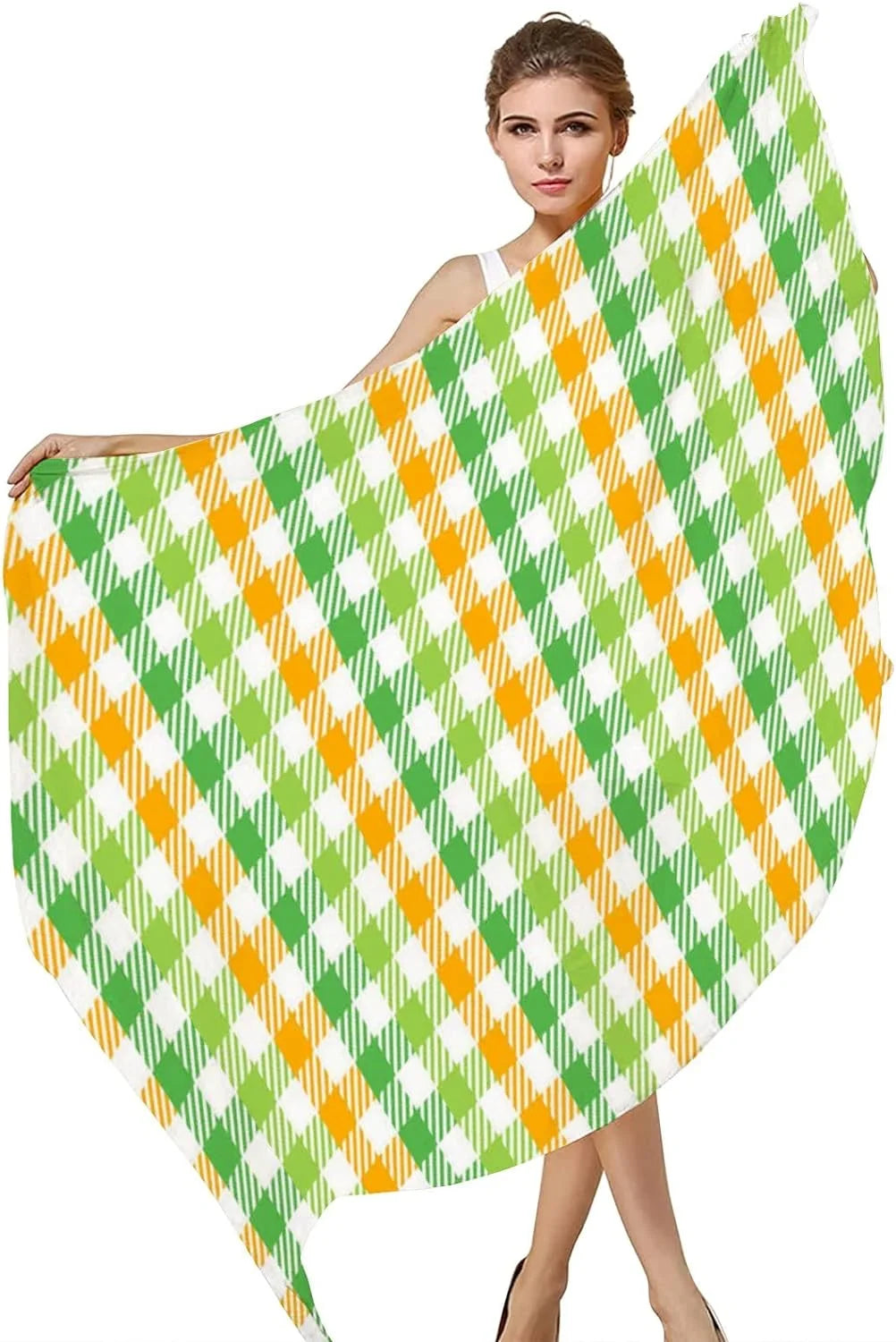 Hyjoy Classic Checkers Pattern Long Silk Neck Scarf Lightweight Shawl Wrap Scarves for Women Girls