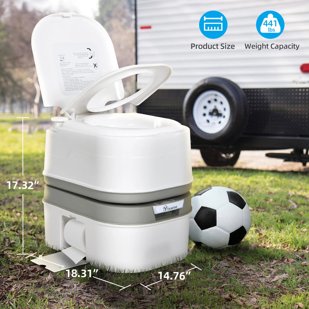 DWVO Portable Toilet, 6.34 Gallon Camping RV Porta Potty , Outdoor RV Toilet with Level Indicator, Rotating Spout