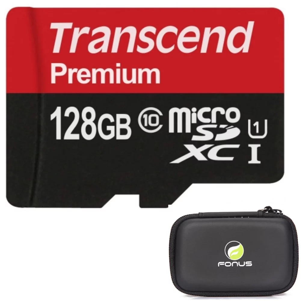 128GB Memory Card with Zipper Case (Not a phone case) - Transcend High Speed MicroSD Class 10 MicroSDXC Compatible for ZTE Axon 9 Pro, Blade Vantage 2,Spark,Max 3,2S, M, Force, ZPad 8 - Q7G