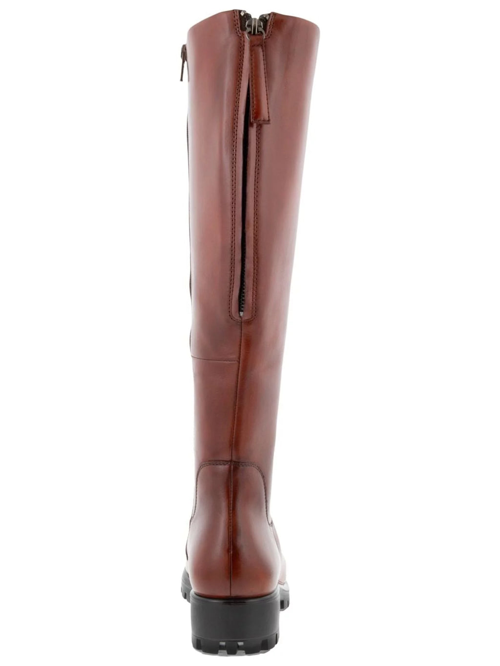 ECCO Womens Cognac Brown Back Zip For Calf Width Adjustment Water Resistant Modtray Round Toe Block Heel Zip-Up Leather Boots Shoes 38