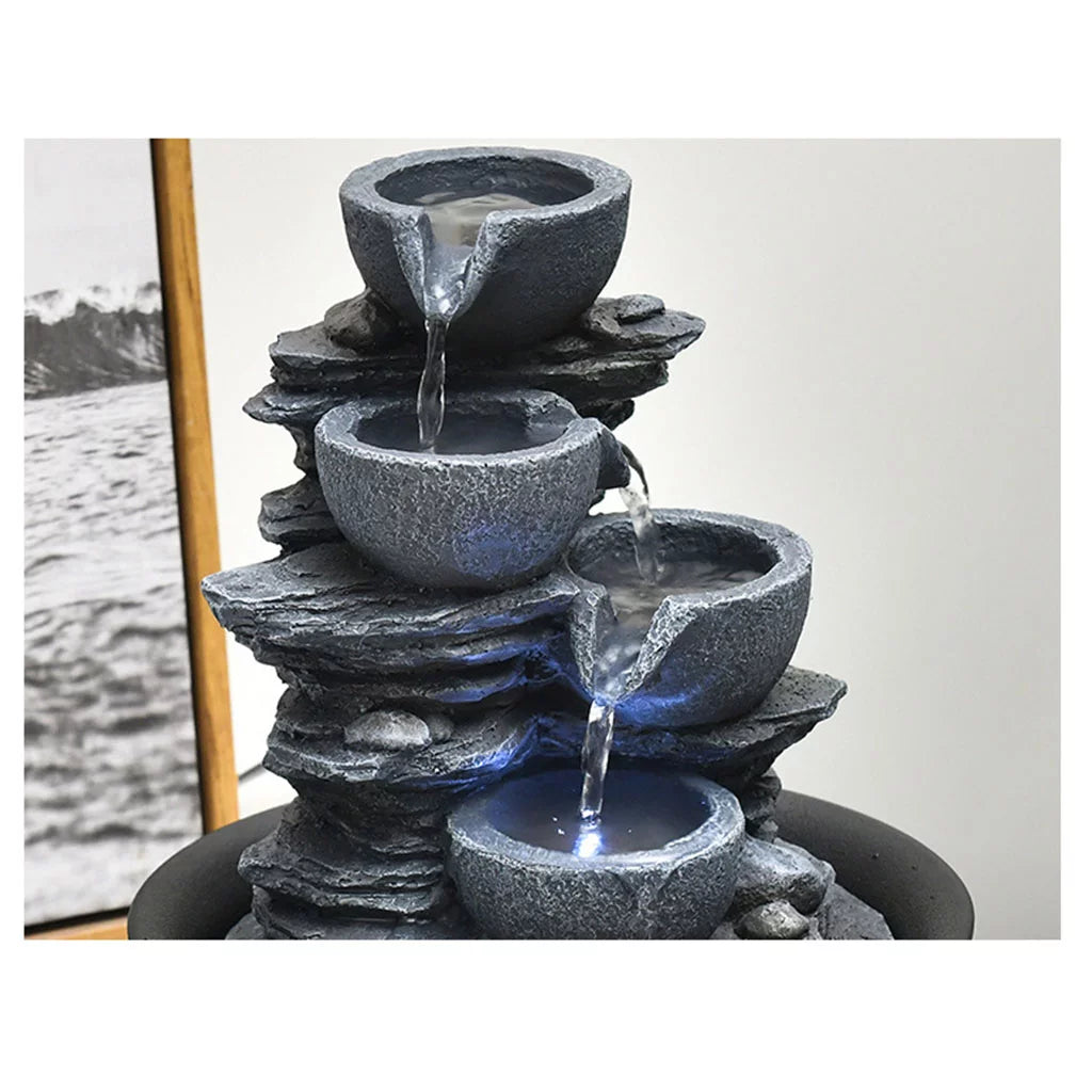 Tabletop Water Fountain with s Feng Shui Outdoor Waterfall Landscape Home Bedroom , E