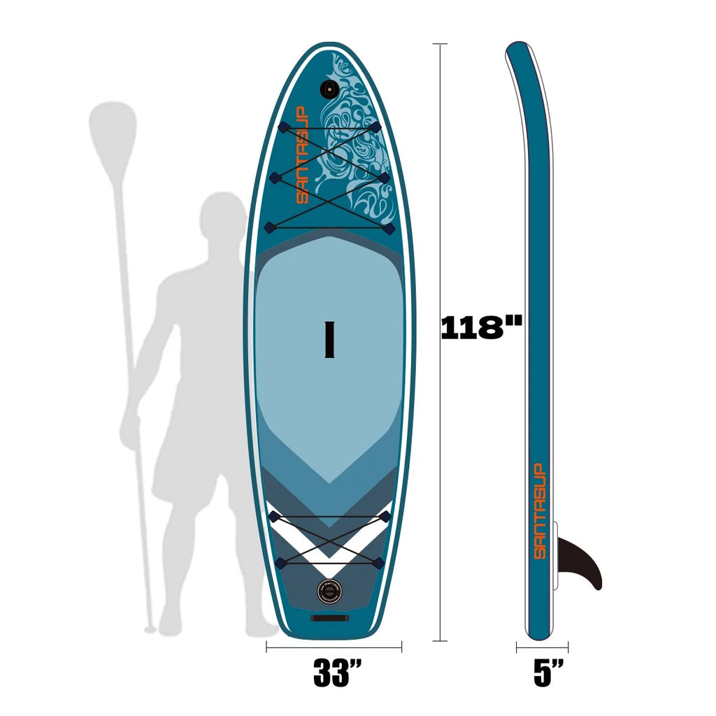 KUUFER 118"x33"x 5"Inflatable Stand Up Paddle Board with Premium SUP Accessories & Carry Bag, Wide Stance, Bottom Fin for Paddling, Surf Control, Non-Slip Deck, Youth Standing Boat, Navy Blue