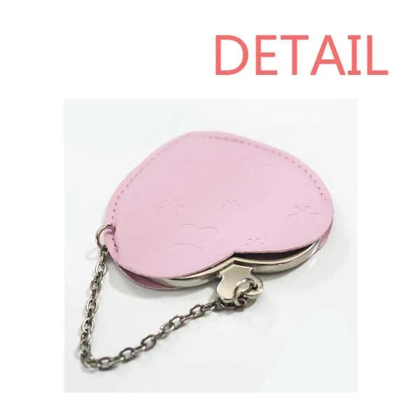 Winter Sport Skis and Ski Poles Pattern Mirror Travel Purse Makeup Heart Pink