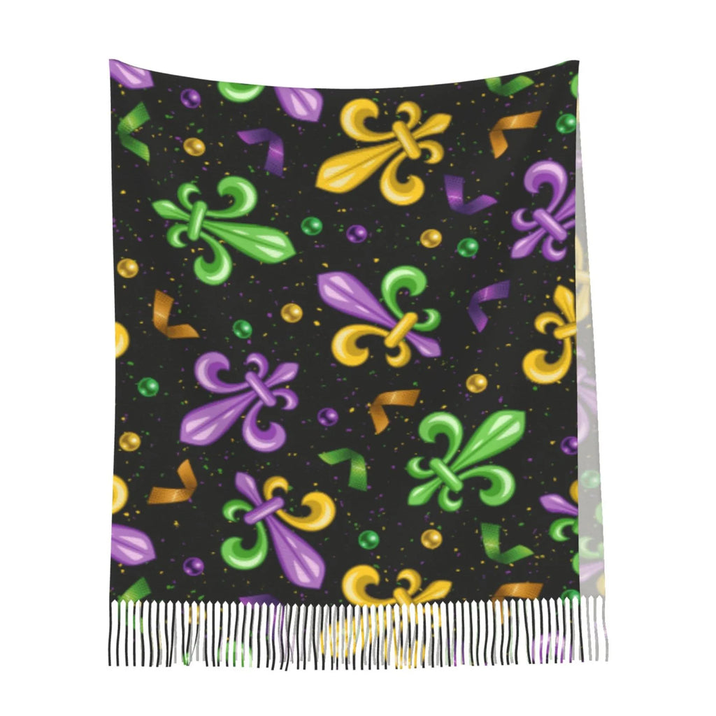Bingfone Soft Cashmere Feel Scarf For Women Elegant Art Print Winter Warm Scarves Large Shawl Wrap Gifts- Mardi Gras Carnival4