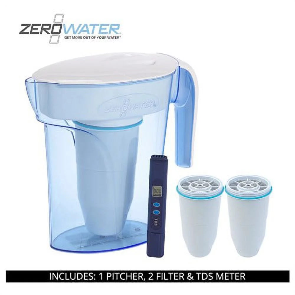 ZeroWater 7 Cup Ready-Pour Pitcher with 3 Filter & Water Quality Meter, ZP-007RP