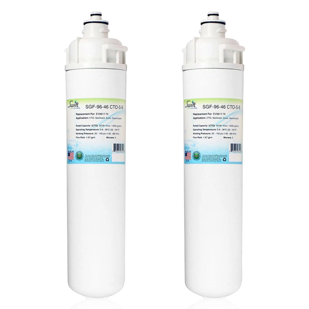 Swift Green Filters SGF-96-46 CTO-S-B Compatible Commercial Water Filter for EV9617-76, Made in USA (Pack of 2)