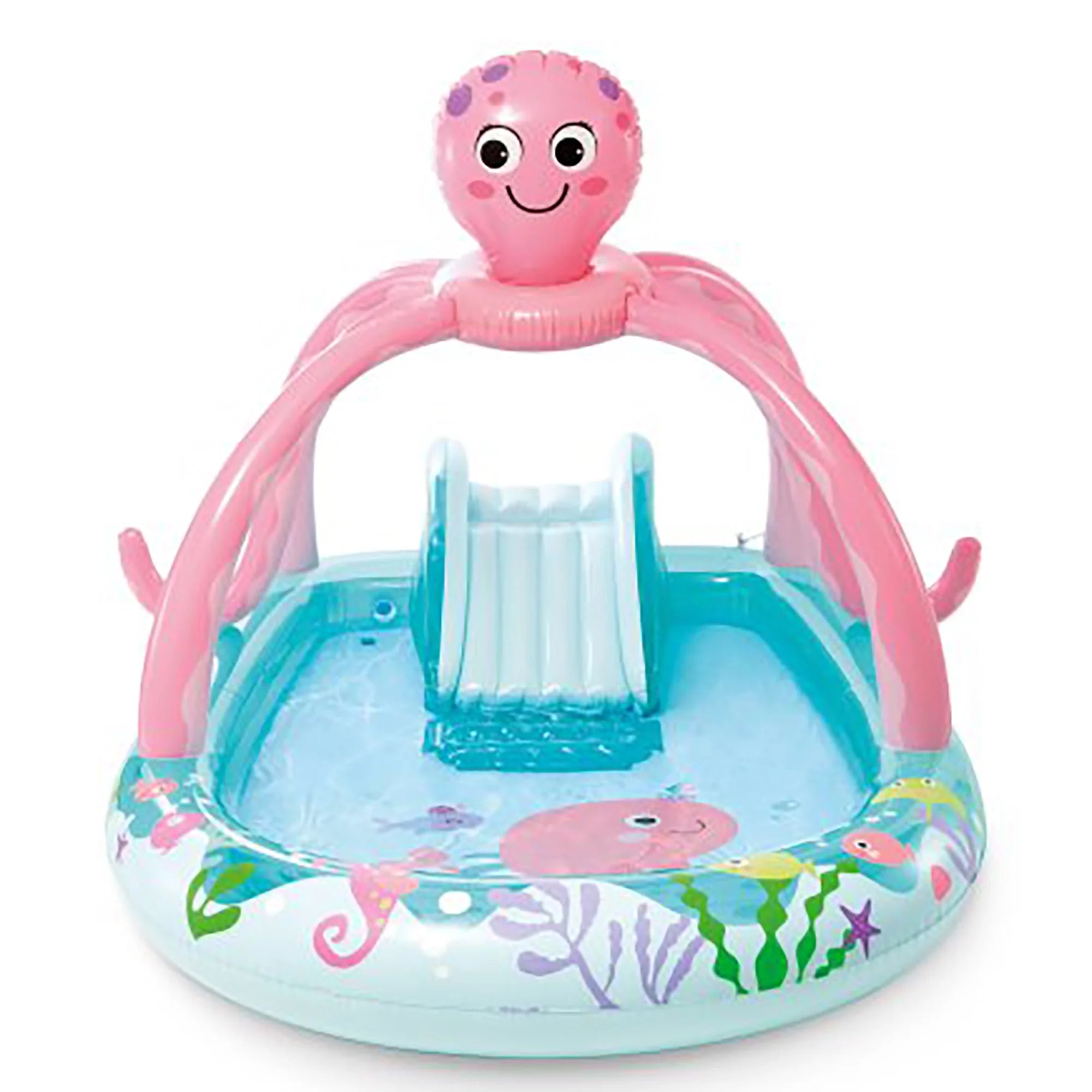 Friendly Octopus Inflatable Play Center W/ Water Slide, Kids Ages 2+