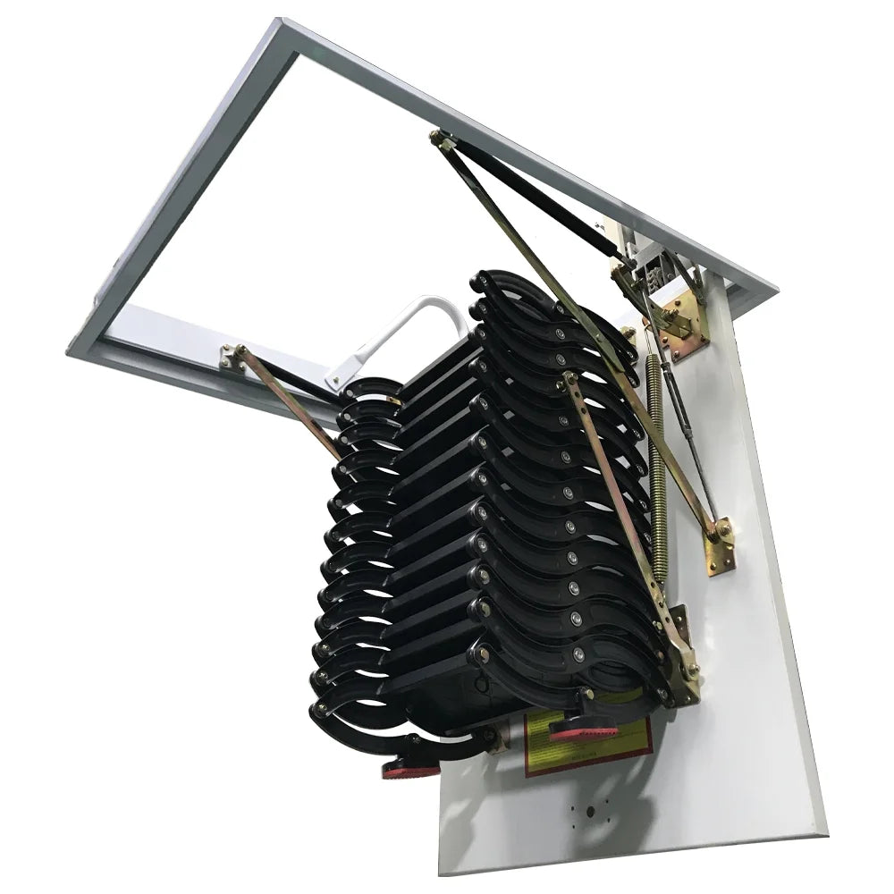INTSUPERMAI Ceiling Mounted Folding Loft Ladder Attic Stairs 9.8Ft Height 12 Steps Black (Open Size 31.5"x 39.37")
