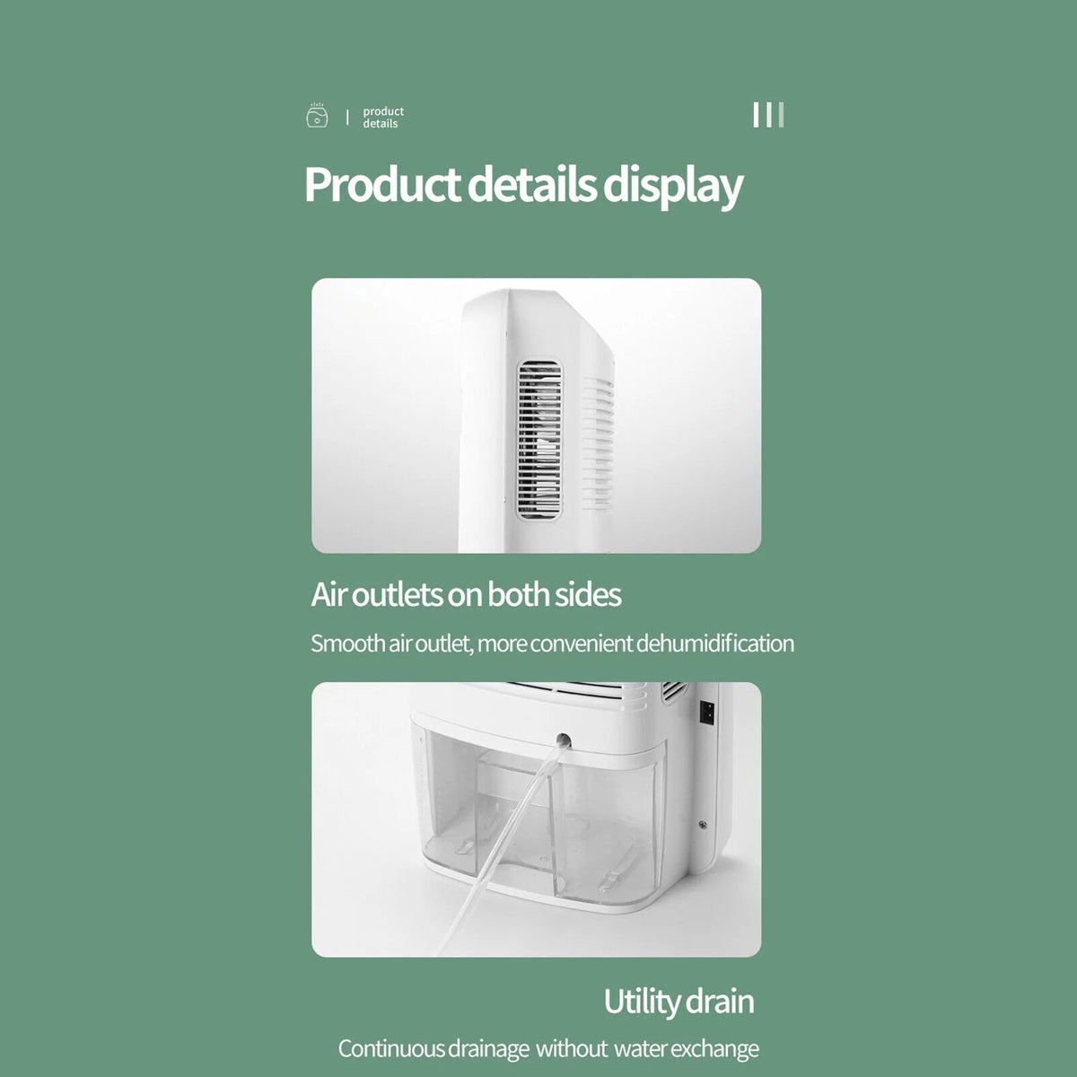 Mini Remote Dehumidifier Household Air Dryer for Home Basements Humidity with Remote Control 10-20㎡ 2.5L White