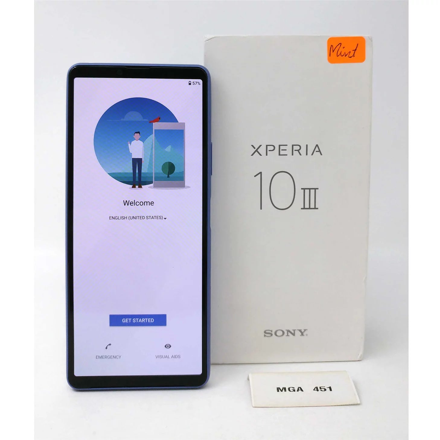 Previously Owned Sony Xperia 10 III 5G 128GB XQ-BT52 6GB RAM GSM Factory Unlocked Smartphone - Blue (Like New)