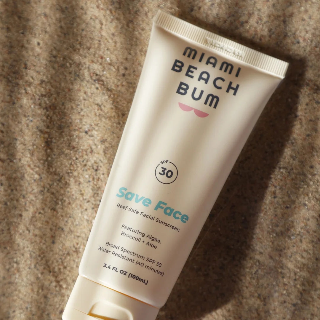 Miami Beach Bum Reef-Safe SPF30/ 40 Min Water Resistant Mineral Broccoli Face Cream, Fragrance-free, 3.4oz
