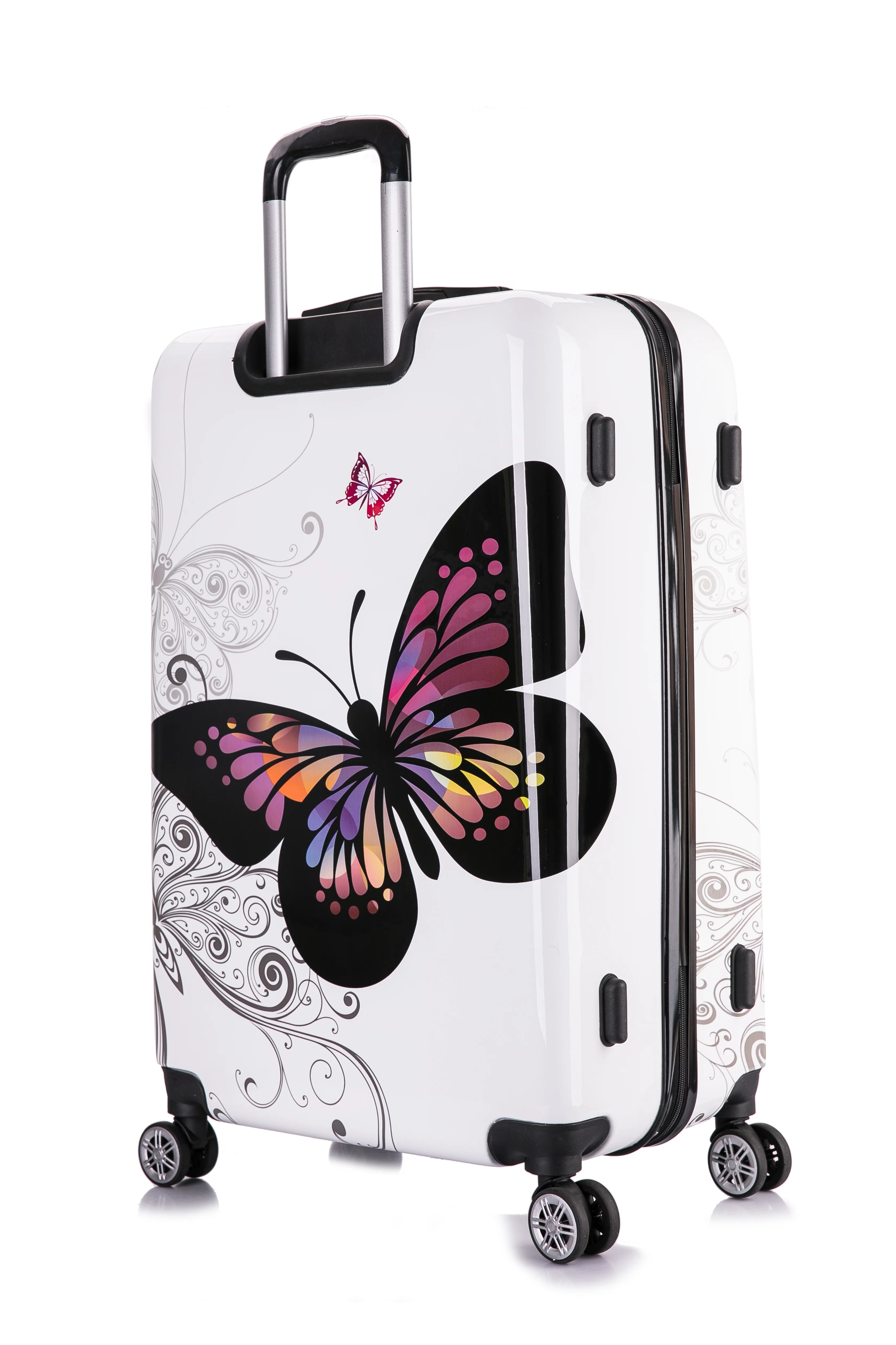 InUSA Print 3-Piece Hardside Luggage Sets with Spinner Wheels, Handle, Trolley, (20"/24"/28"), Butterfly