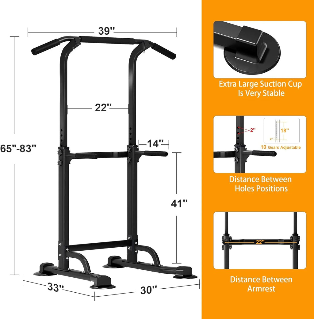 SOGES Power Tower Adjustable Height Workout Pull up and Dip Stand Station, Multi-Function Home and Gym, Black