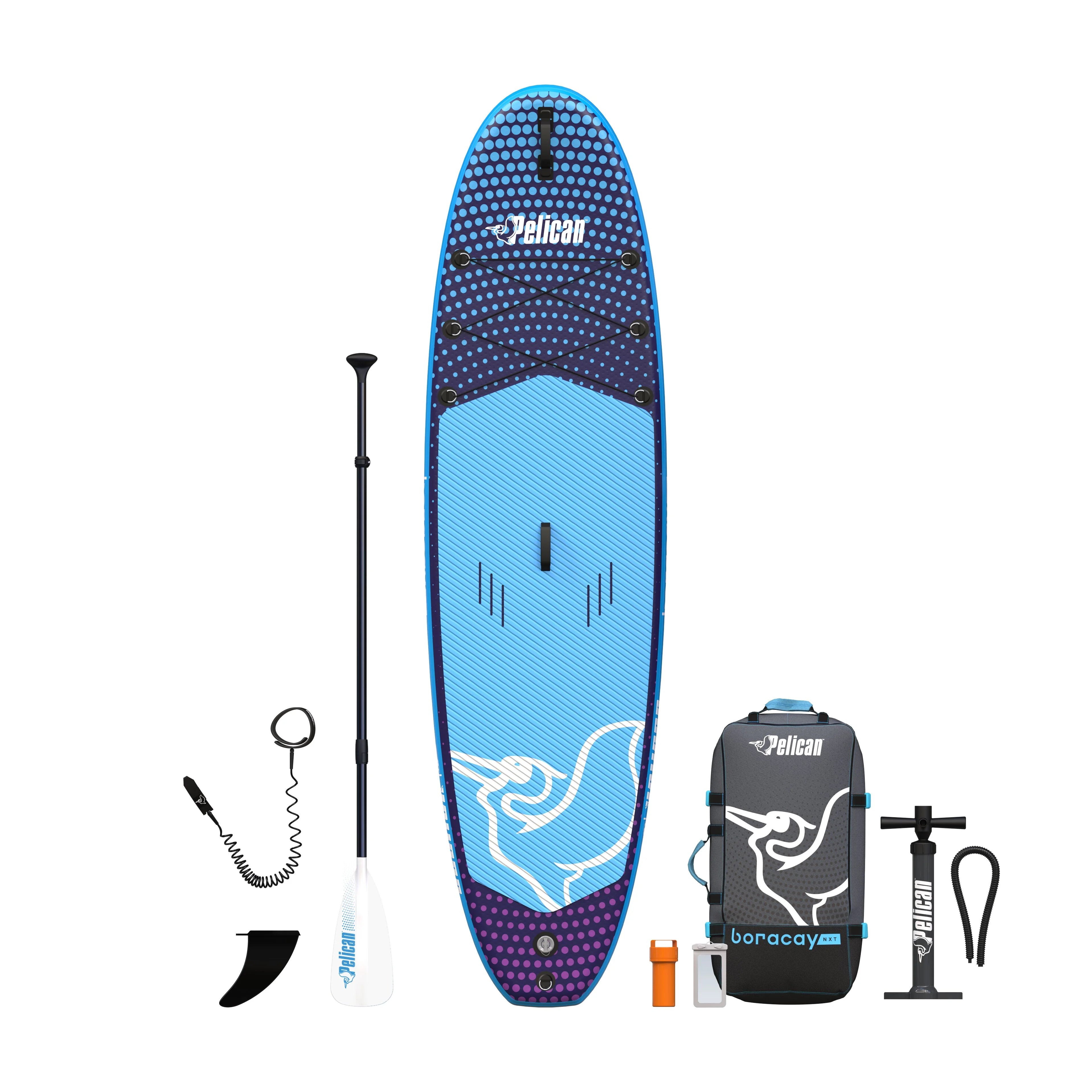 Pelican Boracay Premium Inflatable Stand Up Paddle Board - 3 Pieces SUP Paddle - Accessories, Leash, Hand Pump & Carry Bag - 10 ft - Midnight