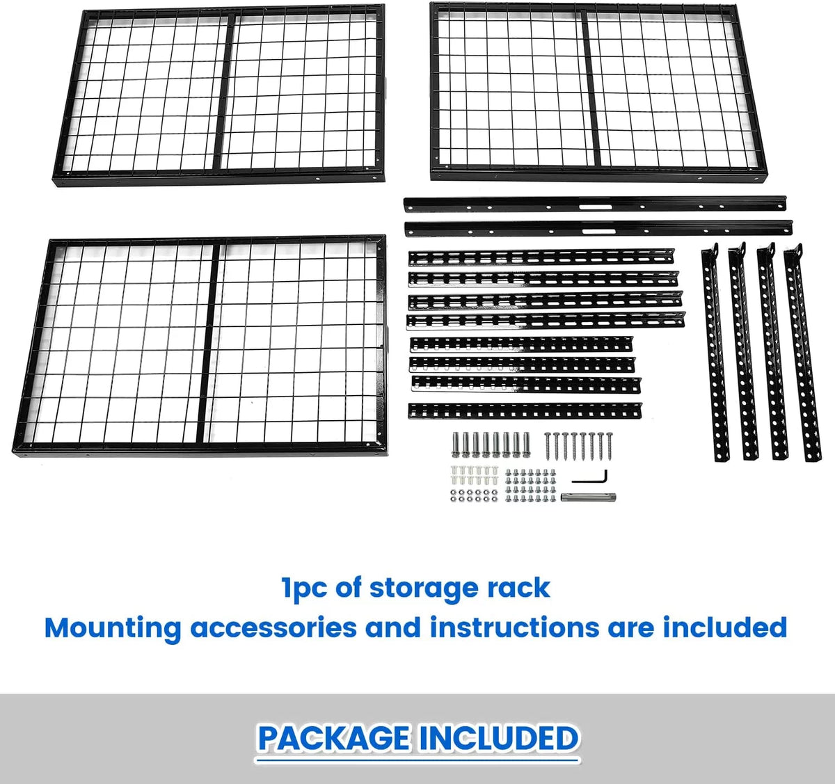 HECASA 3FT X 6FT Overhead Storage Rack Heavy Duty 72" x 36" Mounted Ceiling Rack Shelf Black Alloy
