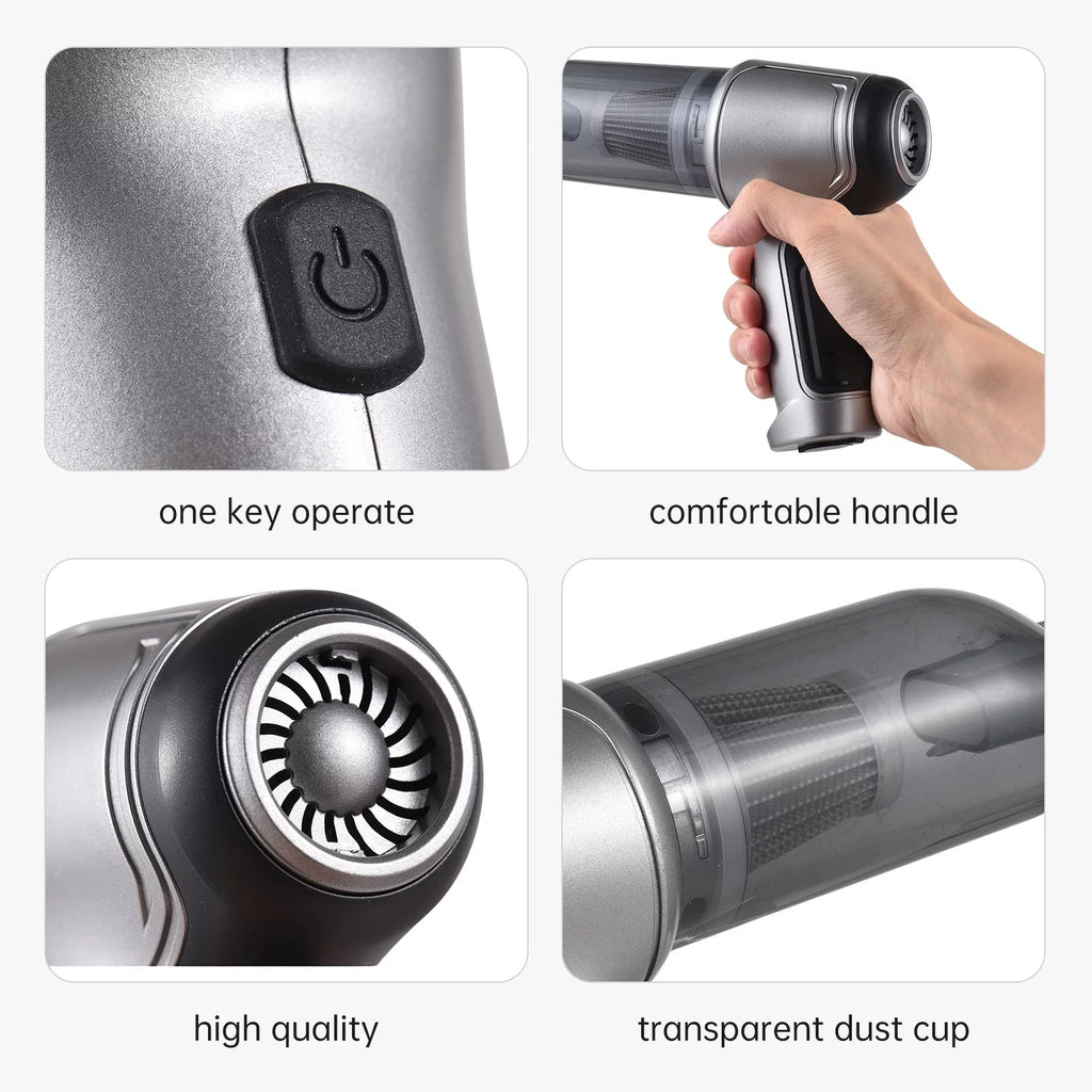 Tomfoto Handheld Car  Handheld Cordless Cleaner Portable  Air Duster & Hand Pump With 19000Pa Strong Suction USB  for Pet Hair Dust Gravel Cleaning Home Office