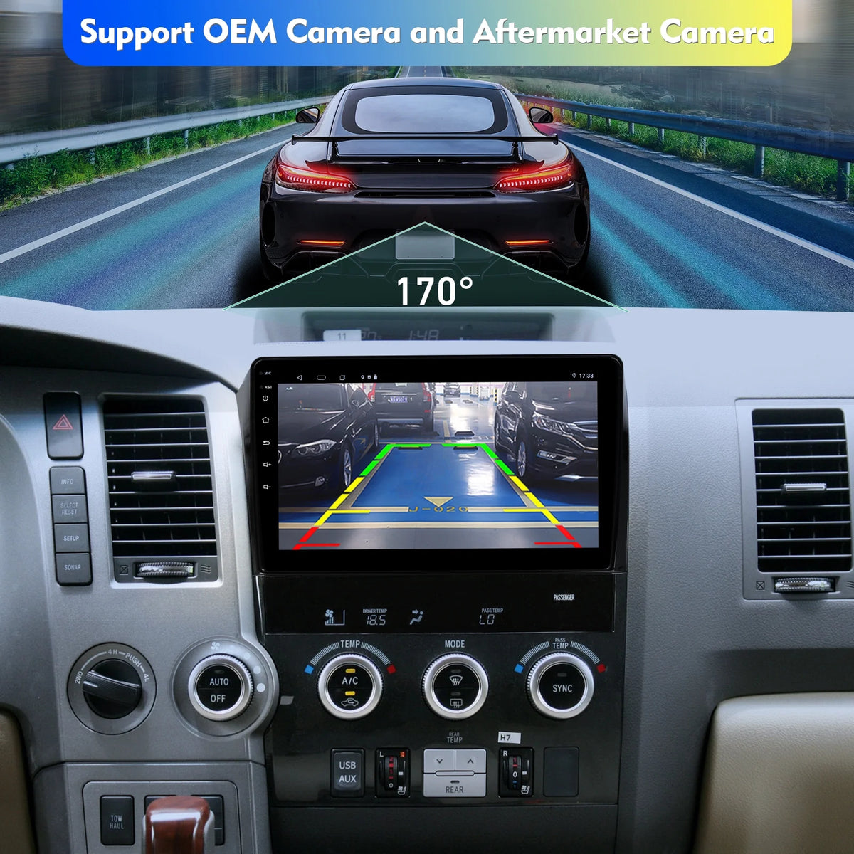 6+128G 10.1 inches Android 12 Car Stereo for Toyota Tundra 2007-2013 & Sequoia 2008-2018 IPS Touchscreen Screen Car Radio with Carplay & Android Auto Support Backup Camera