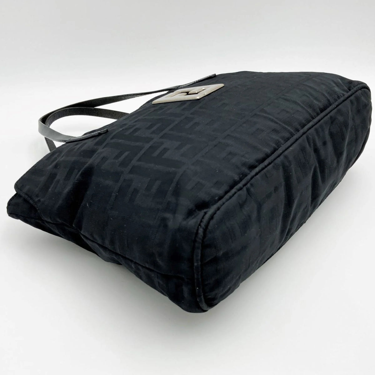Used FENDI Zucca pattern tote bag handbag black nylon canvas ladies 15786 (Good)