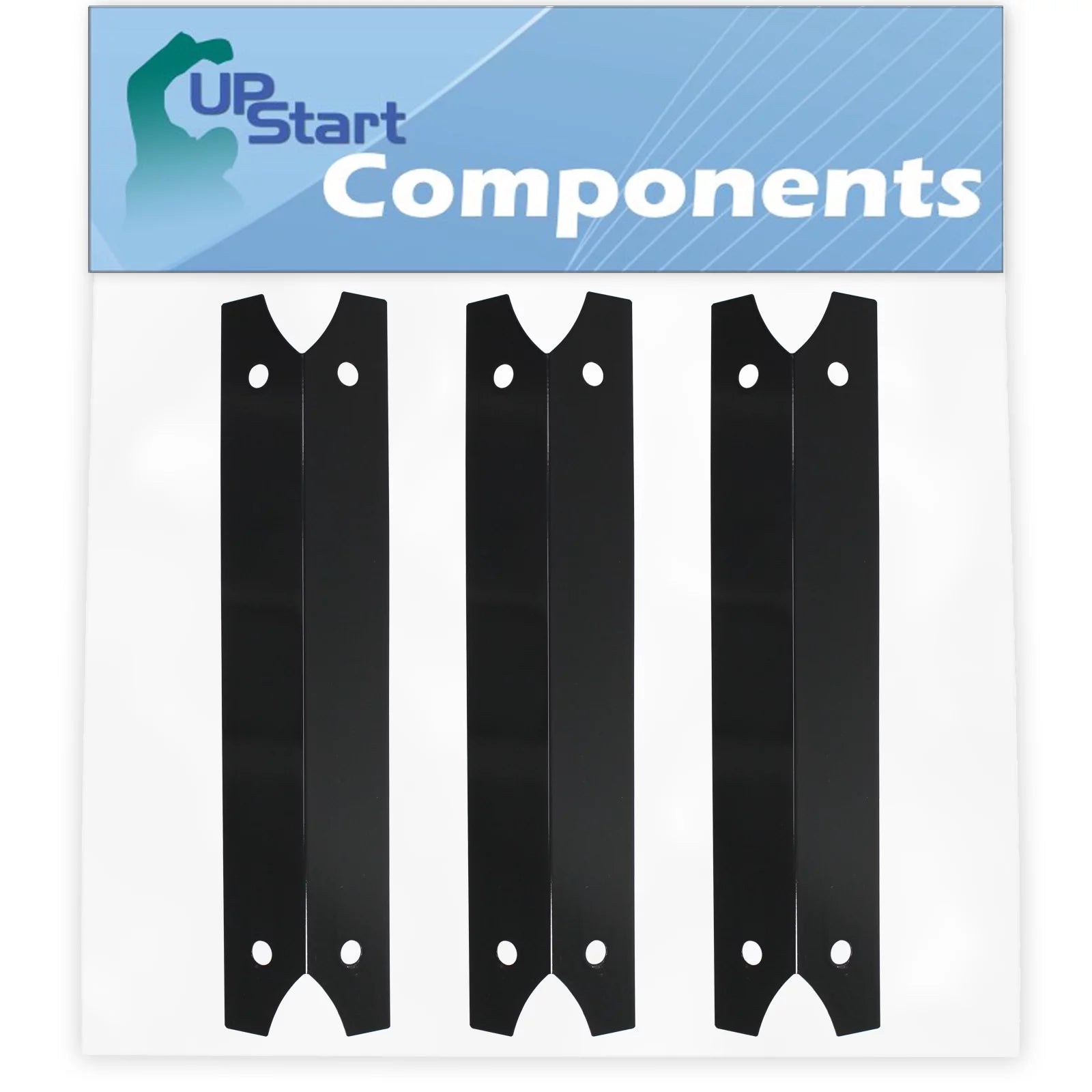 3-Pack BBQ Grill Heat Shield Plate Tent Replacement Parts for Charmglow 8107341W - Compatible Barbeque Porcelain Alloy Flame Tamer, Flavorizer Bar, Vaporizer Bar, Burner Cover 17 3/4"