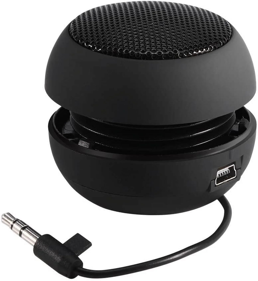 Portable Speaker, Mini USB Speaker with 3.5mm Jack on Bottom for Mobilephone PC Laptop MP3(Black)