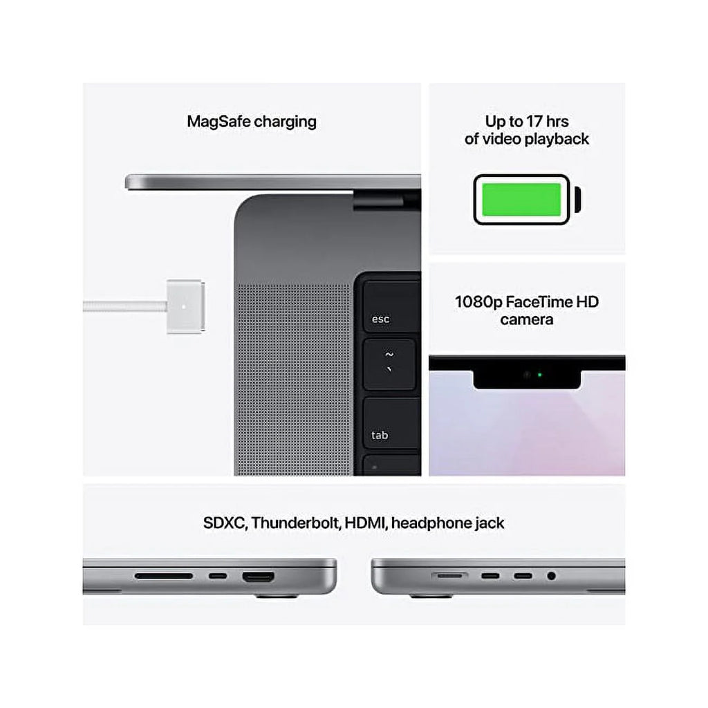 Restored Apple MacBook Pro (14-inch, Apple M1 Pro chip with 8 core CPU and 14 core GPU, 16GB RAM, 512GB SSD) - Space Gray (Refurbished)