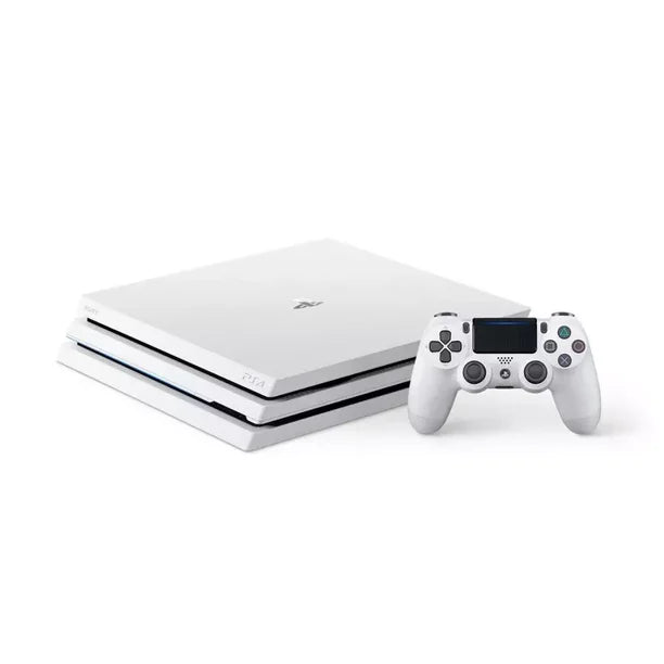 Sony PlayStation 4 Pro Glacier 1TB Gaming Console White, Headset 2 Controller With Cleaning Kit Like New