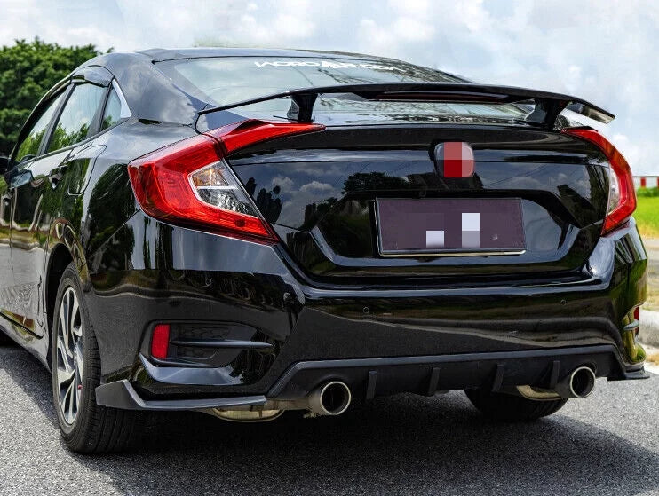 For 2016-2021 Honda Civic Sedan Trunk Spoiler Wing Lip Glossy Black Brake Light