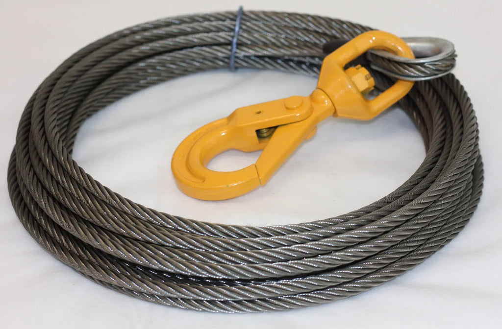 Mytee Products 3/8" x 75' Winch Cable Metal Core Rope Wrecker Tow Truck Rollback Self Locking, 15,087 lbs Ultimate Breaking Strength