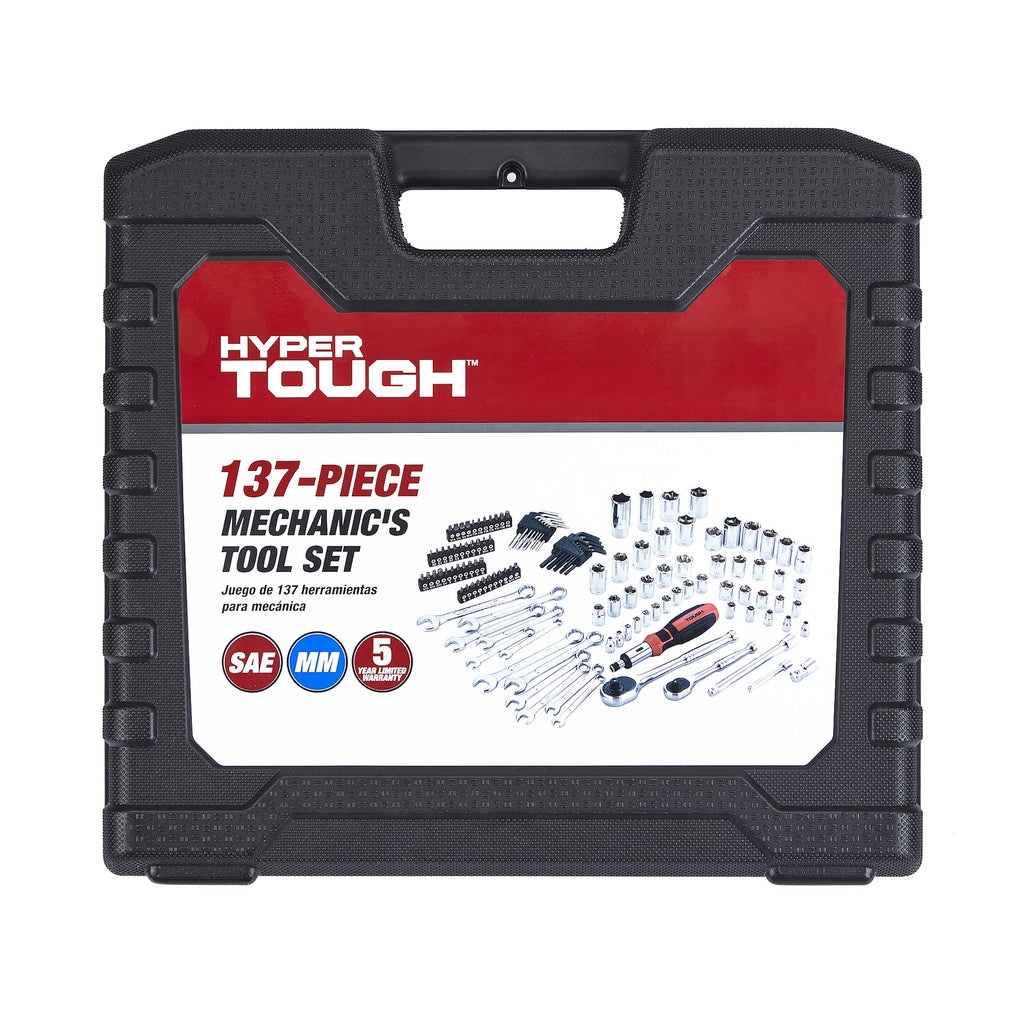 Hyper Tough 137 PC Tool Set including Metric & SAE Sizes of  Hex Keys, Wrenches, Ratchet Bit Driver, Ratchet Extension Bar, Sockets and more UJ5407TA