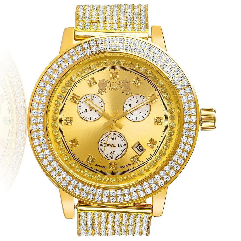 Mens 2 Row Corrosion-free Alloy Bezel 10 Row Custom Band Date Function Joe Rodeo Jojo Jojino Khronos Watch