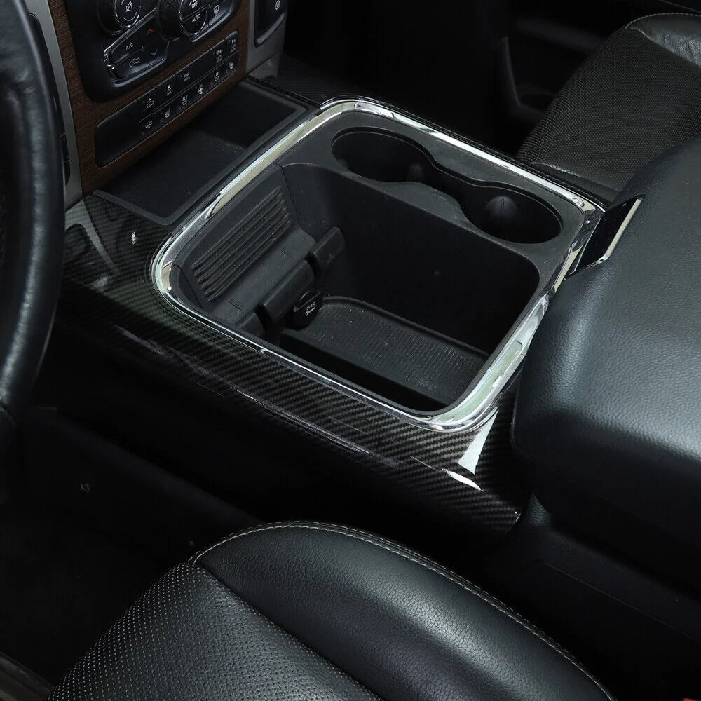 Teledu Front Cup Holder Side Panel Cover Trim Carbon Fiber