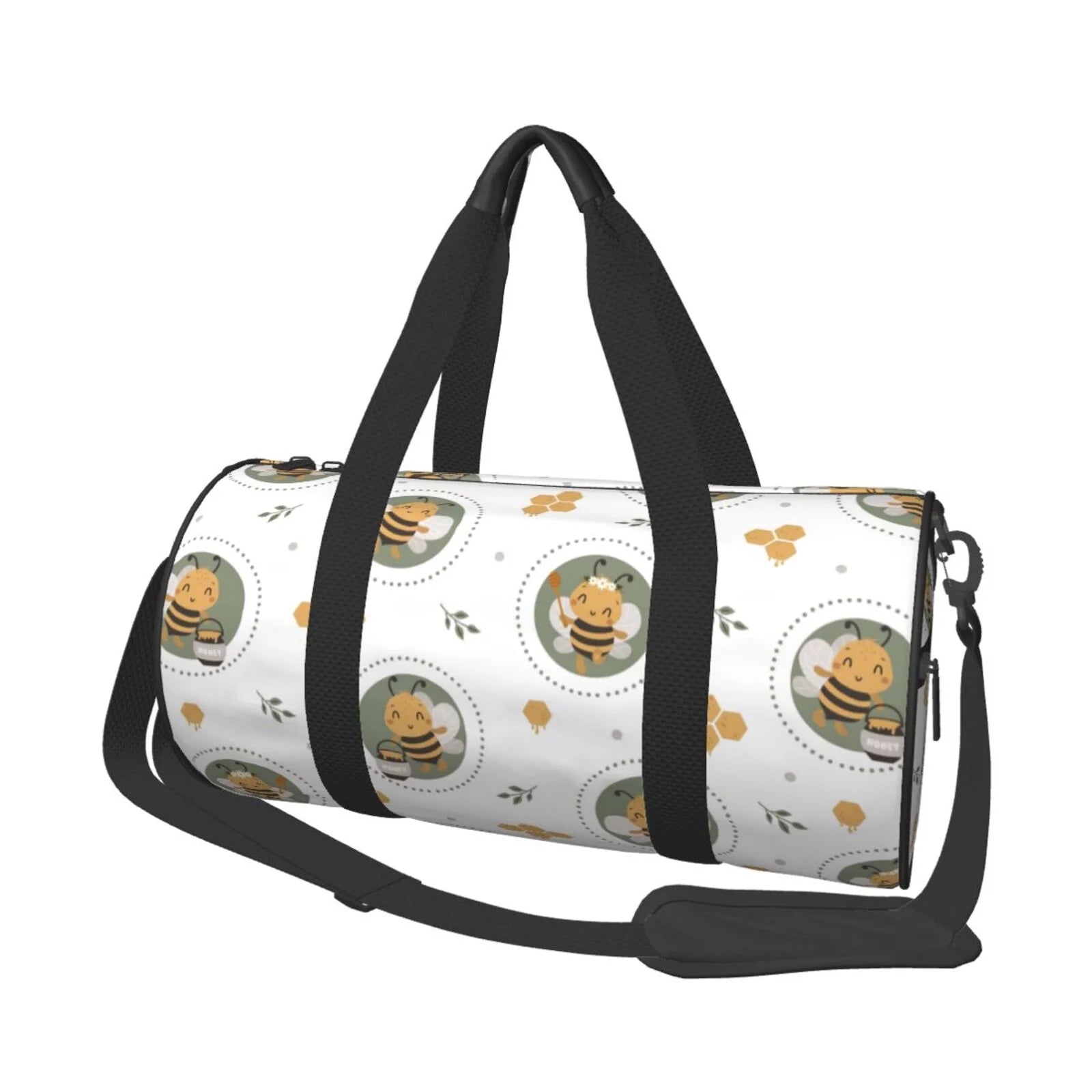 XMXT Unisex Large Sports Tote Gym Bag for Women, Cute Bee Honey Print Weekenders Bags Travel Bag