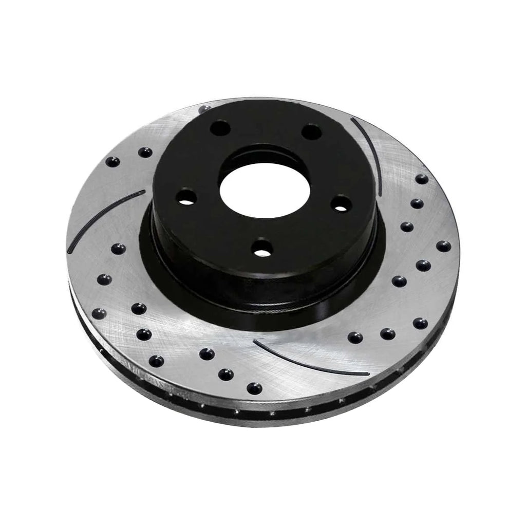 AutoShack Front Drilled Slotted Brake Rotors Black Pair of 2 Driver and Passenger Side Replacement for Jeep Patriot Compass Dodge Avenger Caliber Mitsubishi Outlander Sport Chrysler 200 FWD PR63040LR