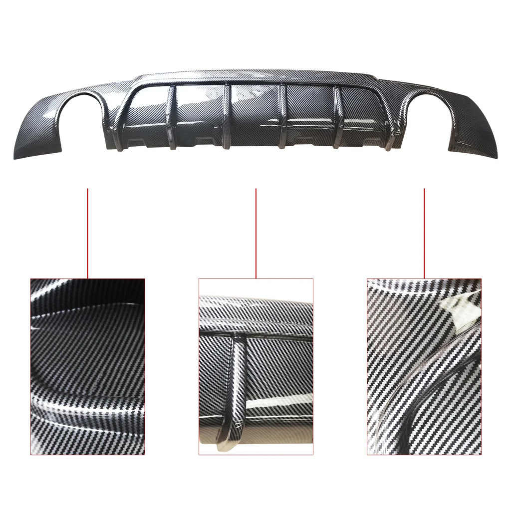 NINTE Rear Diffuser Lip for Chrysler 300 SRT 2015-2023 Carbon Fiber Style Round Exhaust