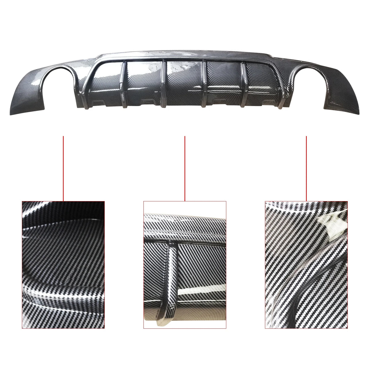 NINTE Rear Diffuser Lip for Chrysler 300 SRT 2015-2023 Carbon Fiber Style Round Exhaust