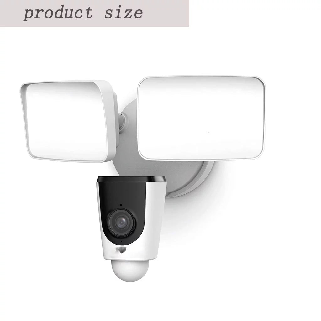 Floodlight Camera, Smart Home 1080P Security Outdoor Camera Wireless WiFi with Flood Light, Built-in Siren Alarm, 114 View, IP65 Waterproof, MicroSD & Cloud Storage,