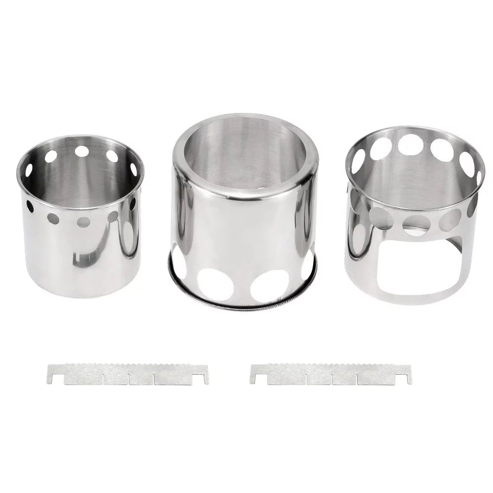 Arealer Portable Camping Stove Combo Wood Burning Stove and Cooking Pot Set for Backpacking Fishing Hiking