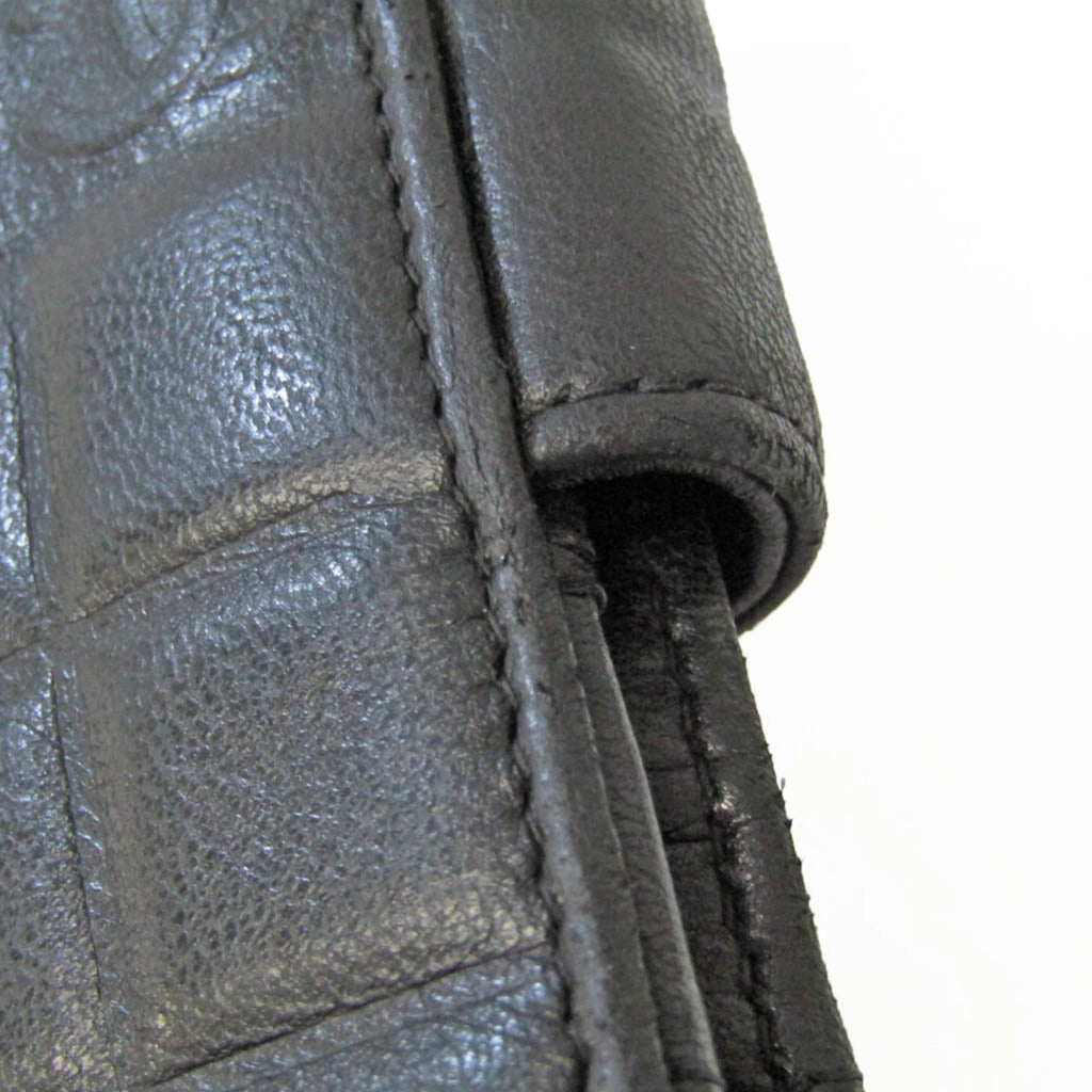 Used Chanel Chocolate Bar For Her Leather Middle Wallet (bi-fold) Black (Good)
