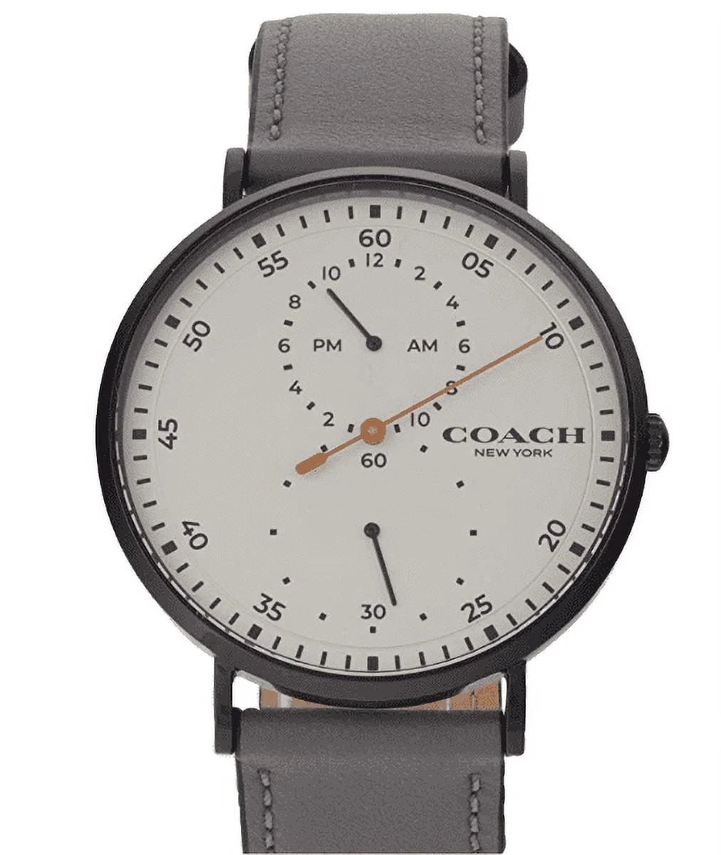 Coach 14602475 Charles Ivory Chronograph Dial Grey Leather Band Men's Watch