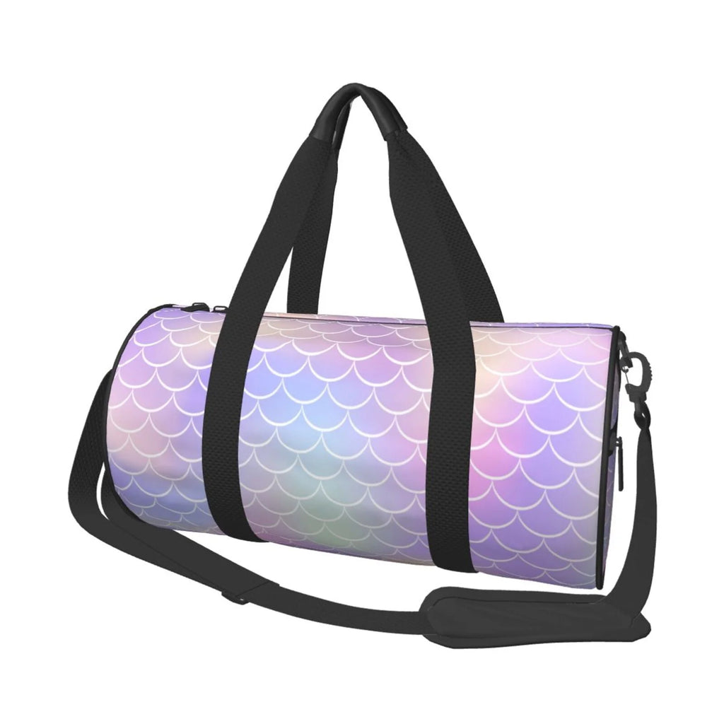 Coaee Fish Scale1 Large Capacity Travel Luggage Bag Cylinder Gym Bag Waterproof Sports Bag with Pocket and Compartment