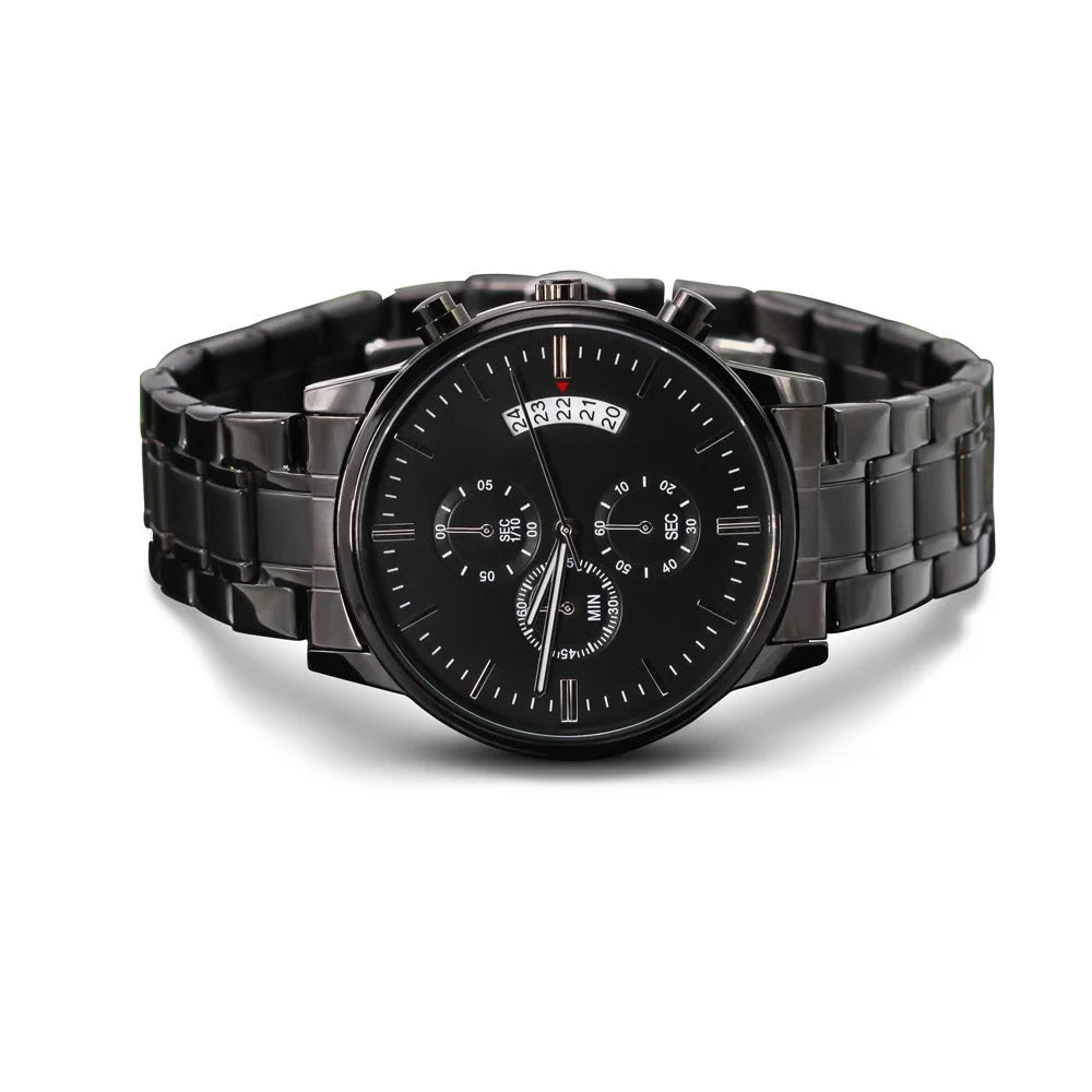 Husband Daddy Protector Hero Engraved Multifunction Analog Corrosion-free Alloy Chronograph Men's Watch W Copper Dial