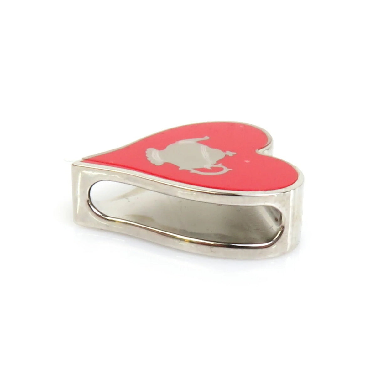 Previously Owned HERMES Scarf Muffler Ring Tea Time Metal/Enamel Silver/Red Female (Good)