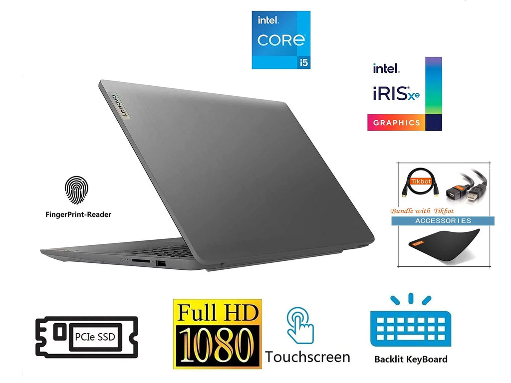 Lenovo 2021 IdeaPad 3 Laptop, 15.6" FHD IPS Touchscreen Display, i5-1135G7 (>i7-1065G7), Iris Xe Graphics, Wi-Fi 6, Camera, Type-C, Fingerprint, w/Accessories (20GB RAM | 512GB PCIe SSD)