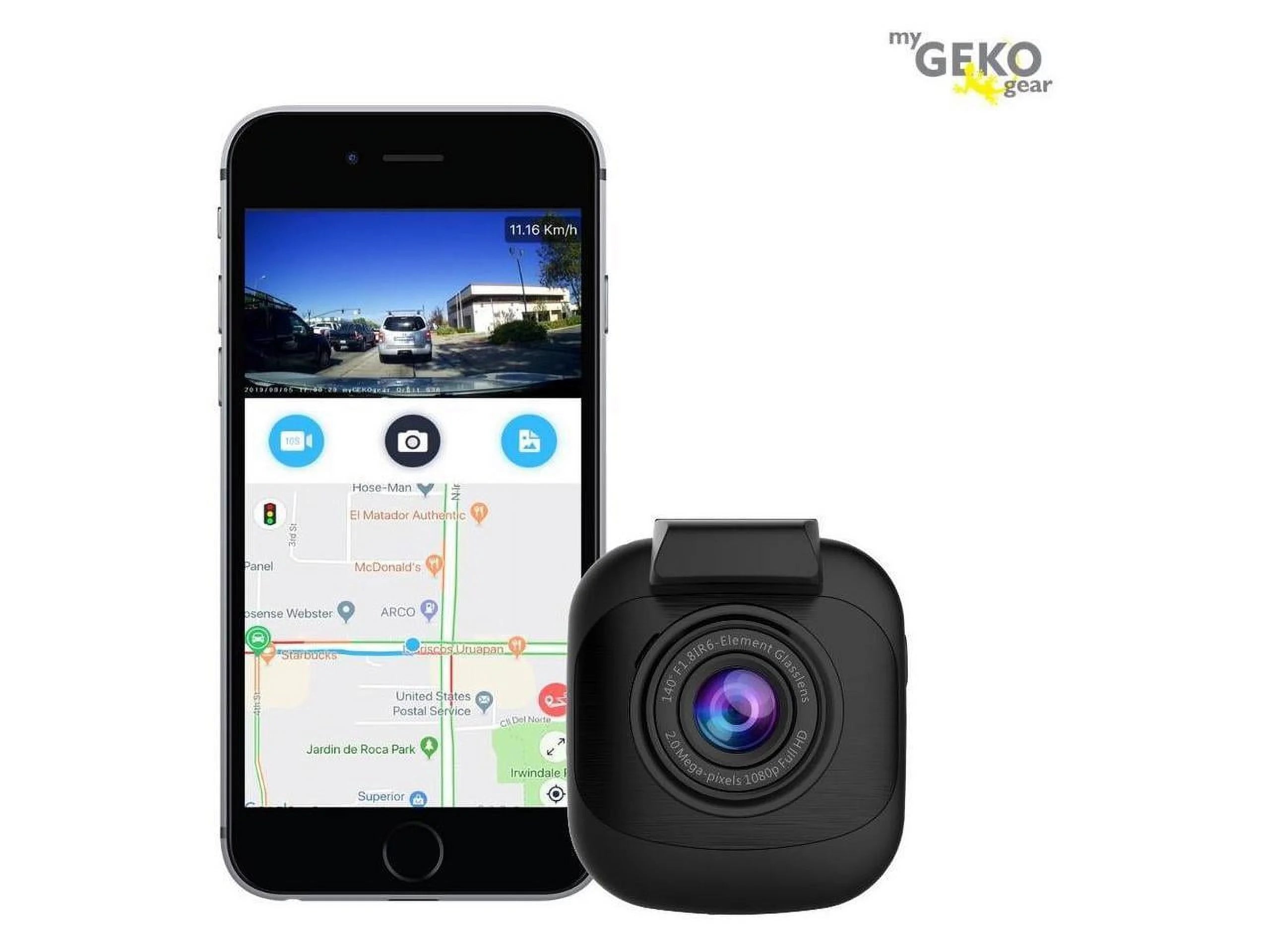 Papago GEKO Orbit 530 1296p Dash Cam with Night Vision and 16GB Micro SD Card