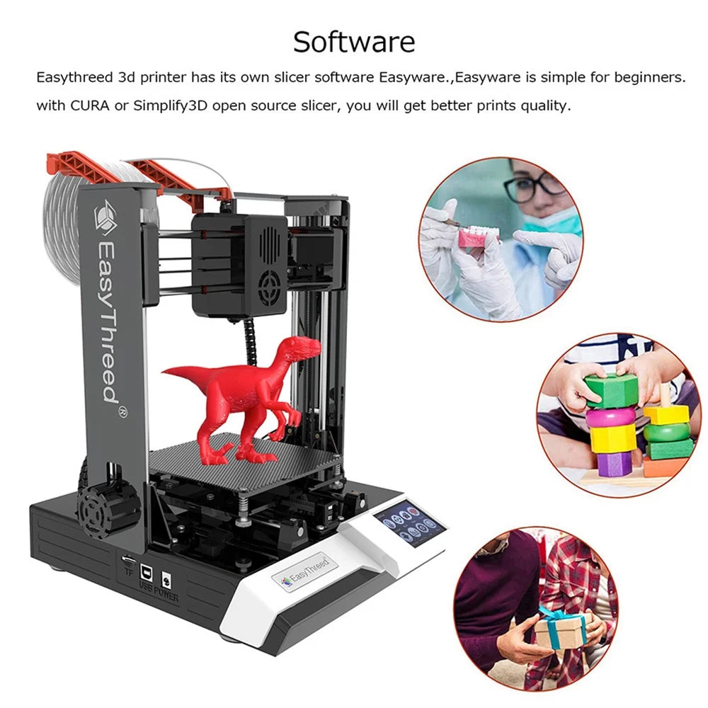 EasyThreed 3D printer,Print Size Removable K6 Plus 3D Printer TF Kids HUIOP Printers 3D-Printer 3D Printer Hine 100x100x100mm/4x4x4inches MIZUH Comes Plus Printer Hine ICHU
