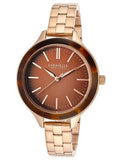 Caravelle Ny Female Rose-Tone Metal Brown Dial Movement: Quartz