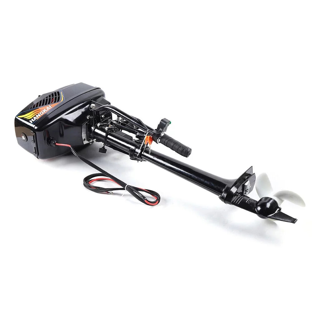 HANGKAI Electric Outboard Motor 1200W  Pure Copper Core Brushless Motor Fishing Boat Engine Long Shaft 48V Omni-directional Rotary Joystick W/ 90° Rotatable Bracket Fishing Boat Trolling