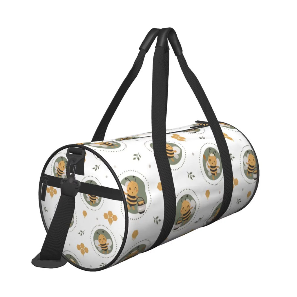 XMXT Unisex Large Sports Tote Gym Bag for Women, Cute Bee Honey Print Weekenders Bags Travel Bag